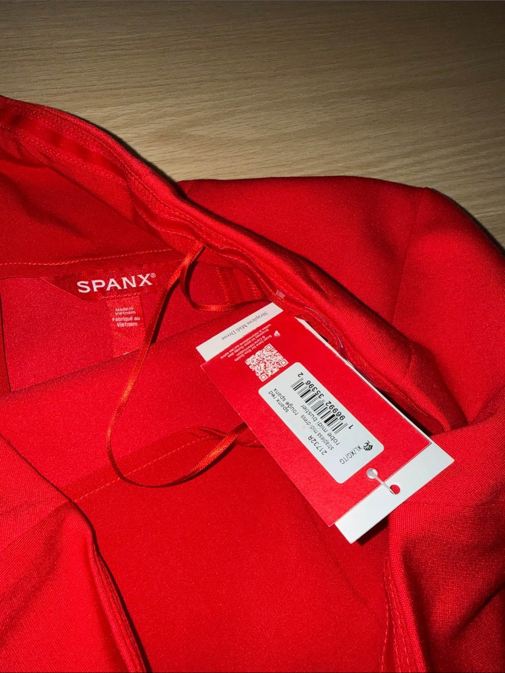 SPANX Red Strapless Pencil Midi dress Sz XL 14-16 - Picture 2 of 12